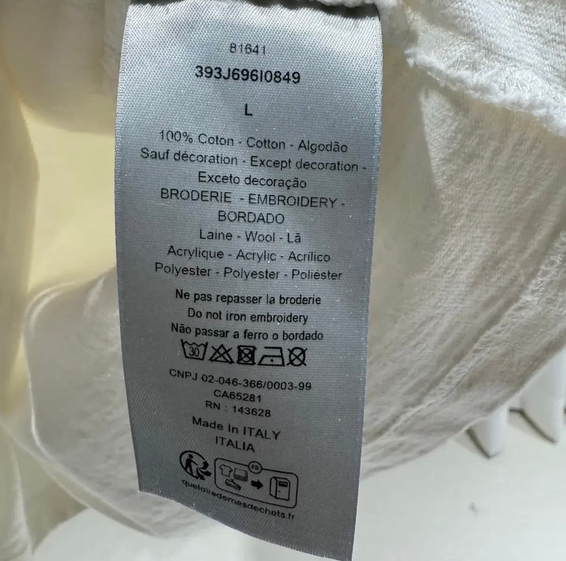 L / 디올 티어스 플라워 로고 자수 반팔 티셔츠 상품이미지5