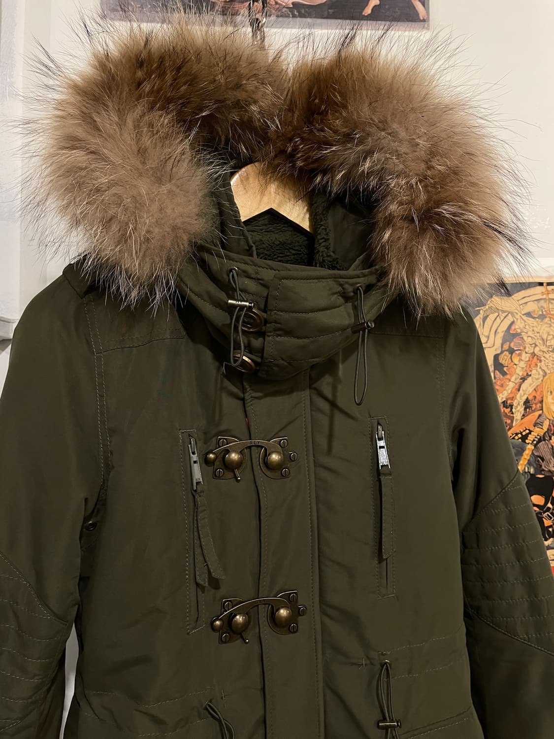 sly 슬라이 밀리터리 버클 워머 퍼 후드 카키 파카 y2k 갸루 상품이미지6