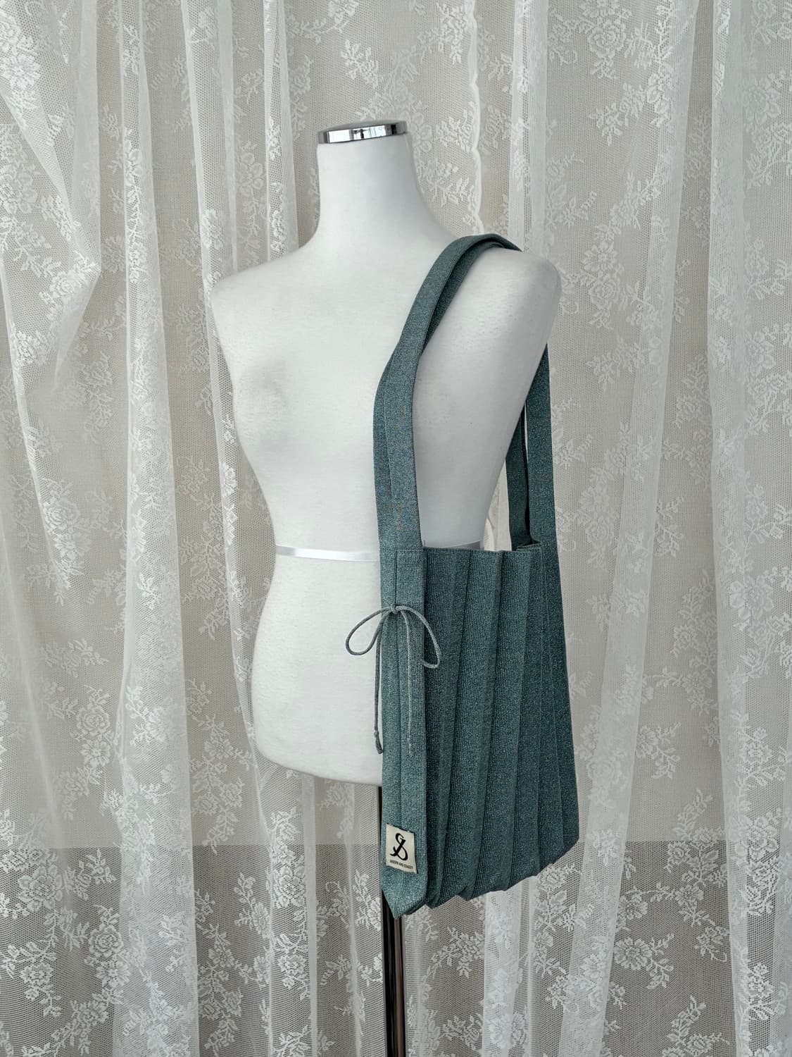 조셉앤스테이시 럭키 플리츠 니트 백 더스티블루 상품이미지2