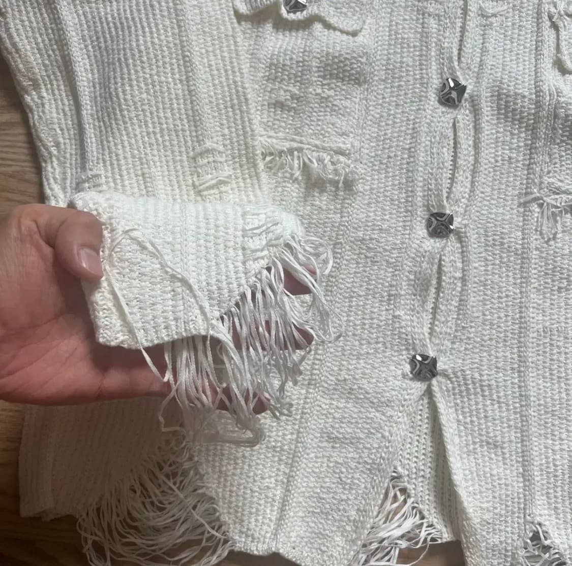 [NONE] 수입의류 그런지 디스트로이드 트위드 니트 가디건 상품이미지3