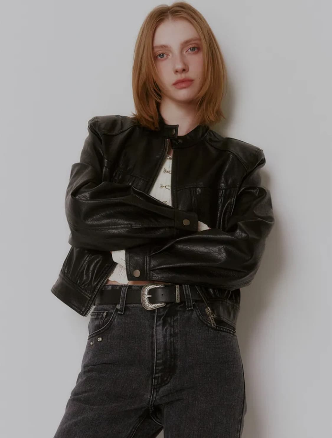 레이브 레더 라이더 크롭 자켓 상품이미지3