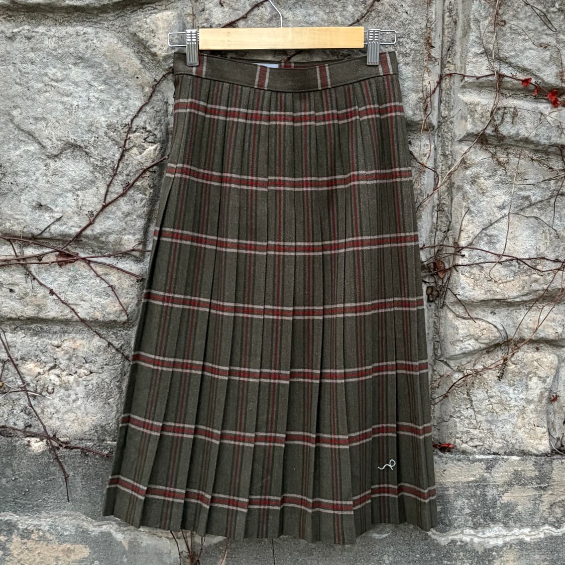 빈티지 체크 타탄 플리츠 롱 스커트 상품이미지1