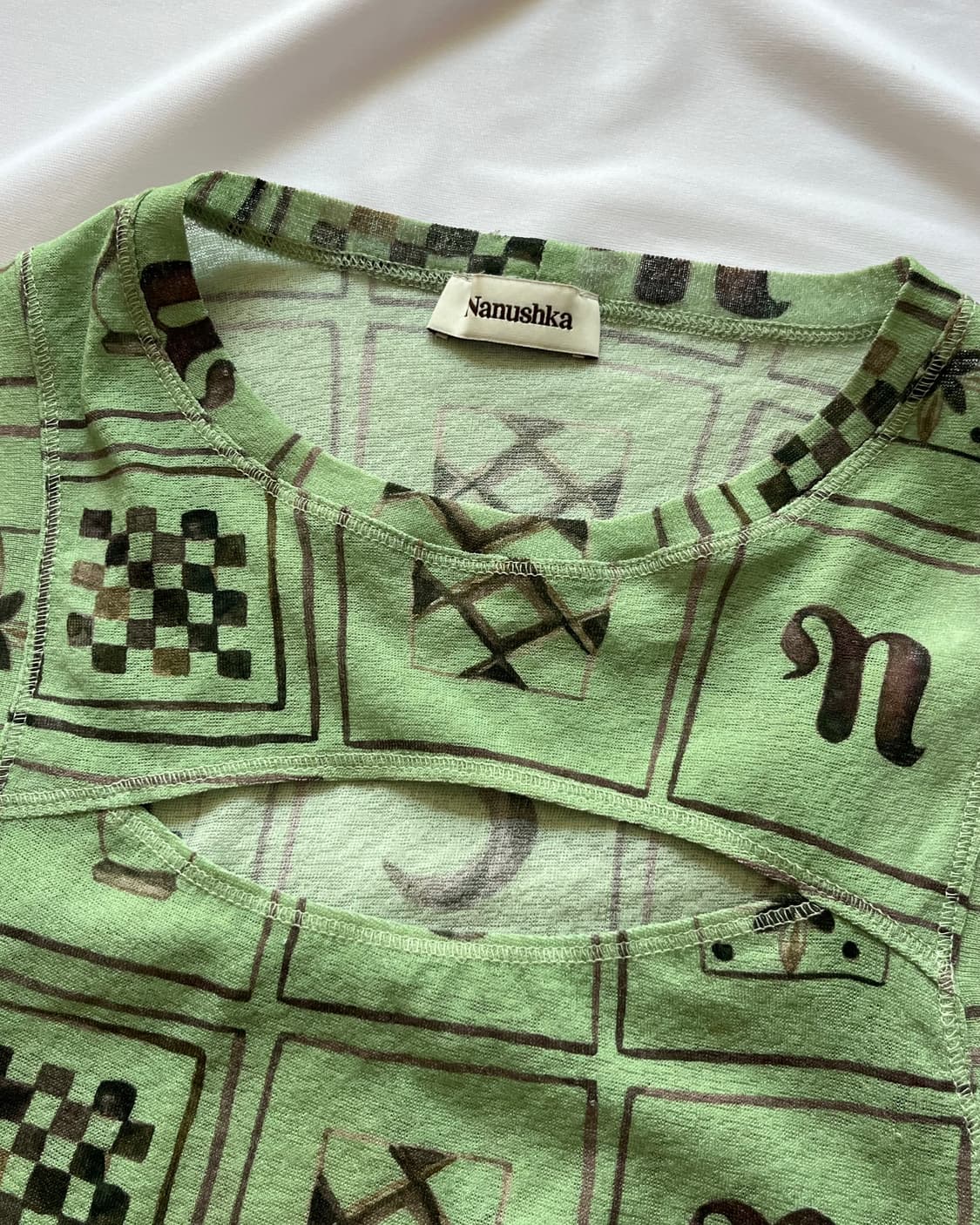 Nanushka green symbols print mesh top s 상품이미지2
