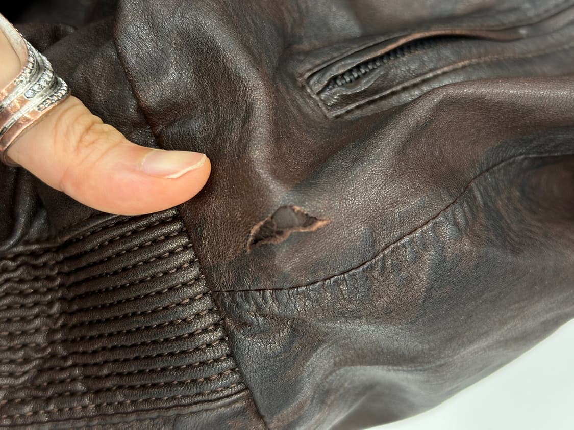 2000s Draped High Neck Lambskin Jacket   상품이미지10