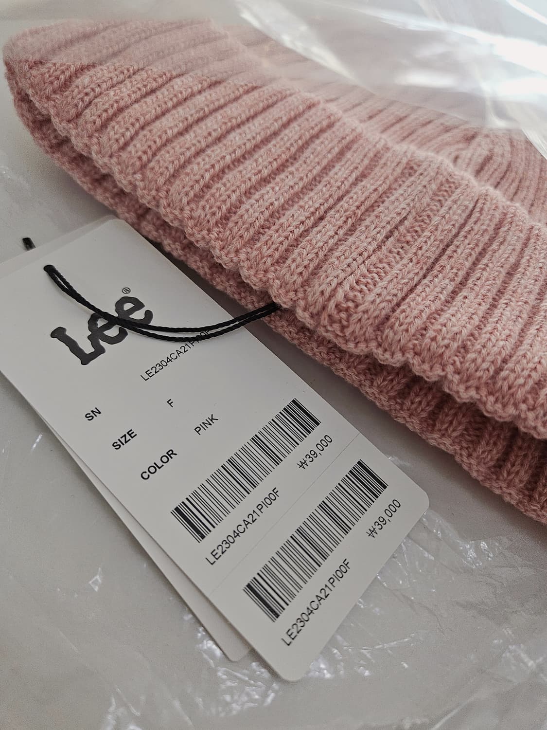 [새상품] Lee 리 니트 숏 비니 핑크 상품이미지3