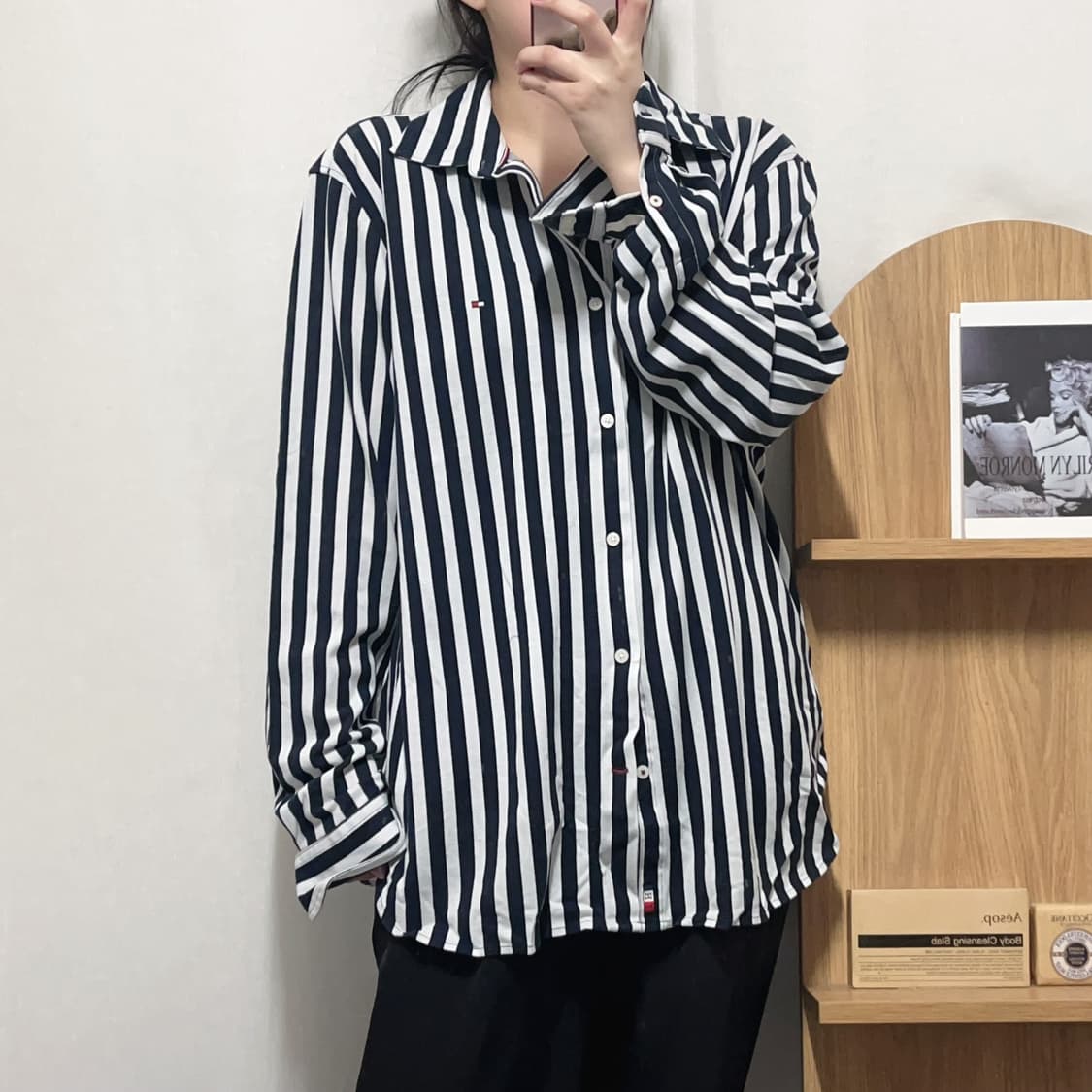 [정품] 타미 블랙 스트라이프 면소재 셔츠 [ XL ] 상품이미지2