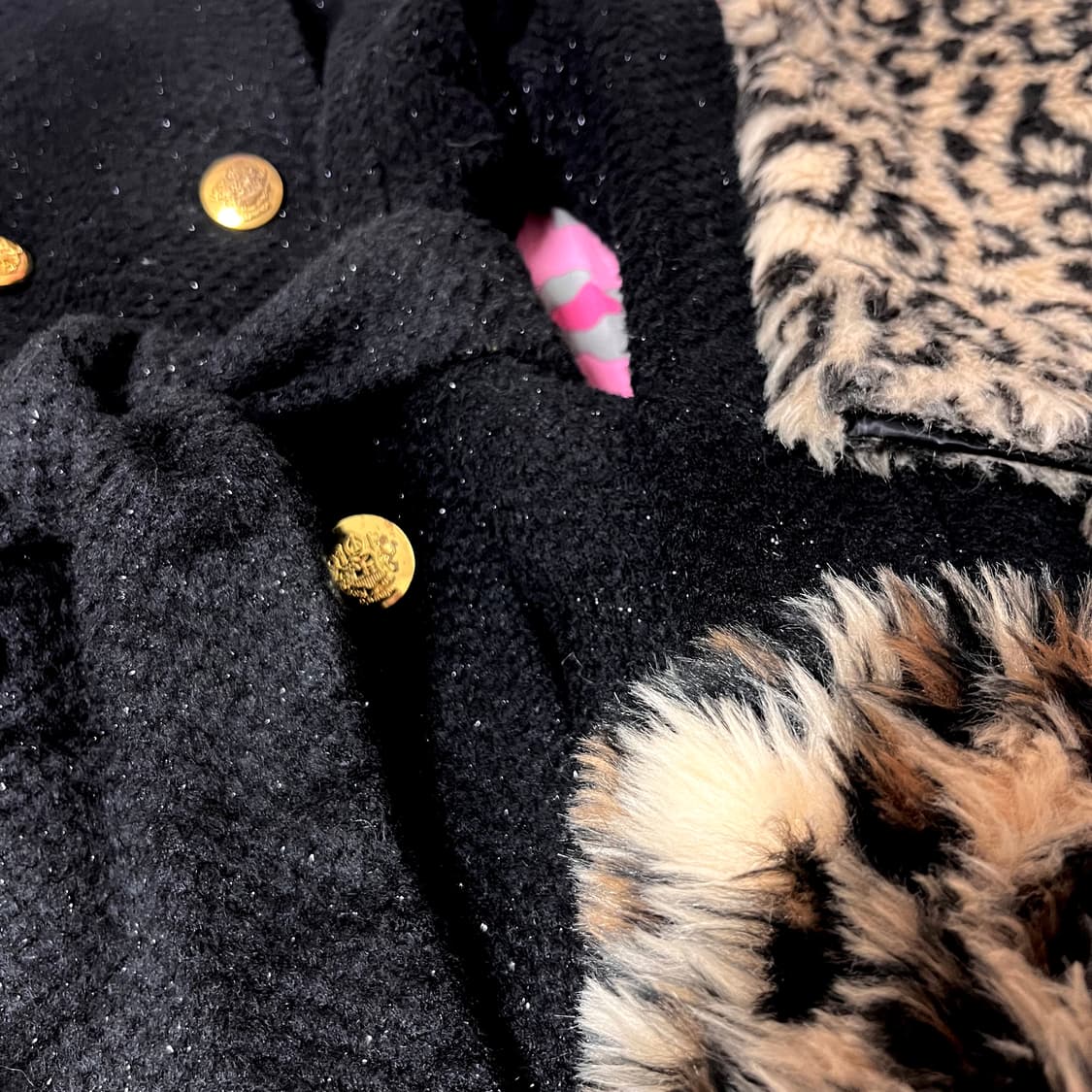 오네갸루 금장 레오파드 퍼 글리터 벨티드 코트 d.i.a깔y2k핀터00s 상품이미지2