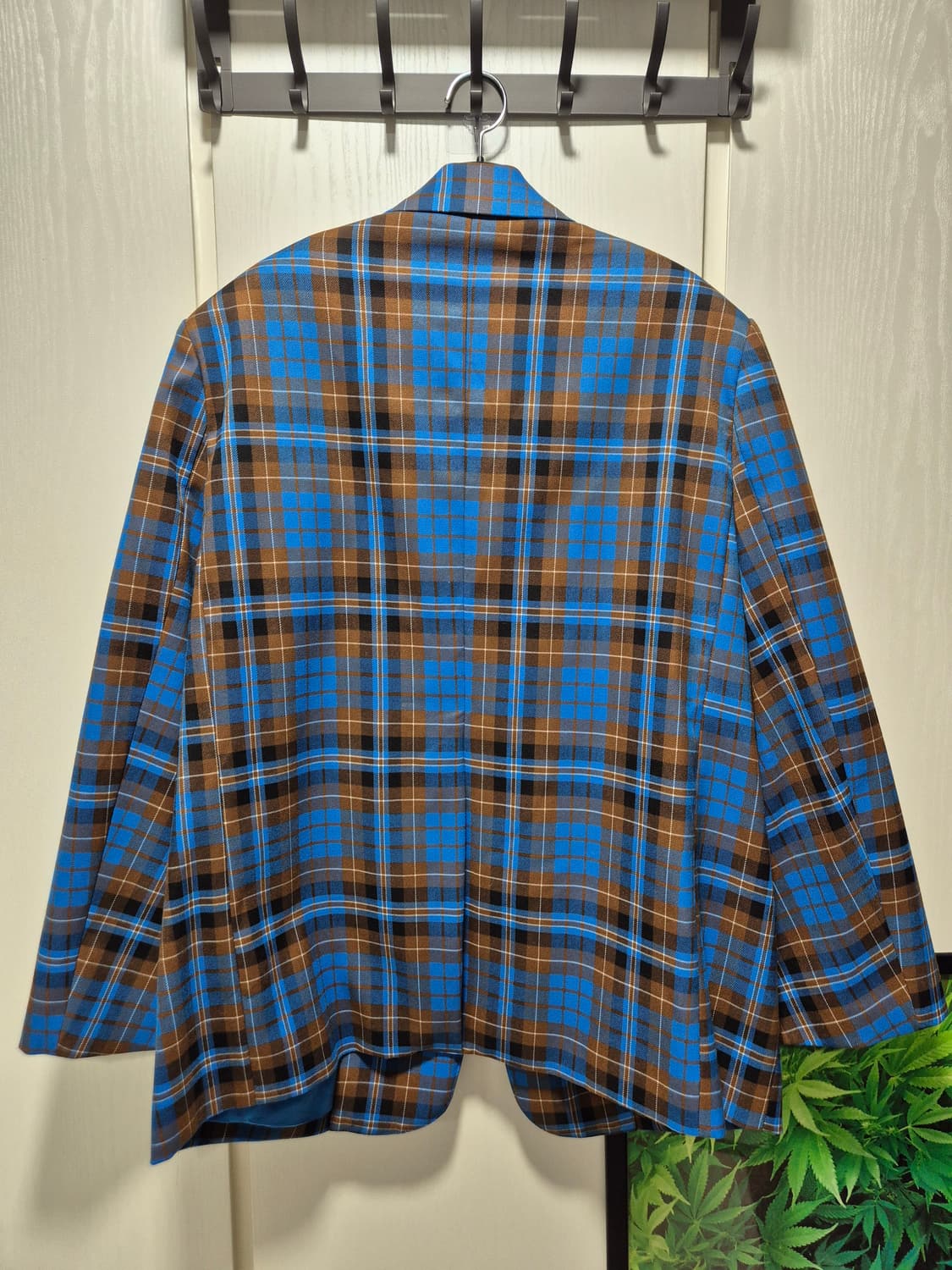 (새상품)DINT 딘트 체크 자켓 블루 브라운 상품이미지10