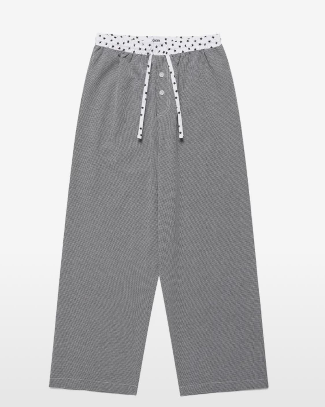 카비시 CHECK LOUNGE PANTS BLACK 라운지 별 바지 상품이미지1