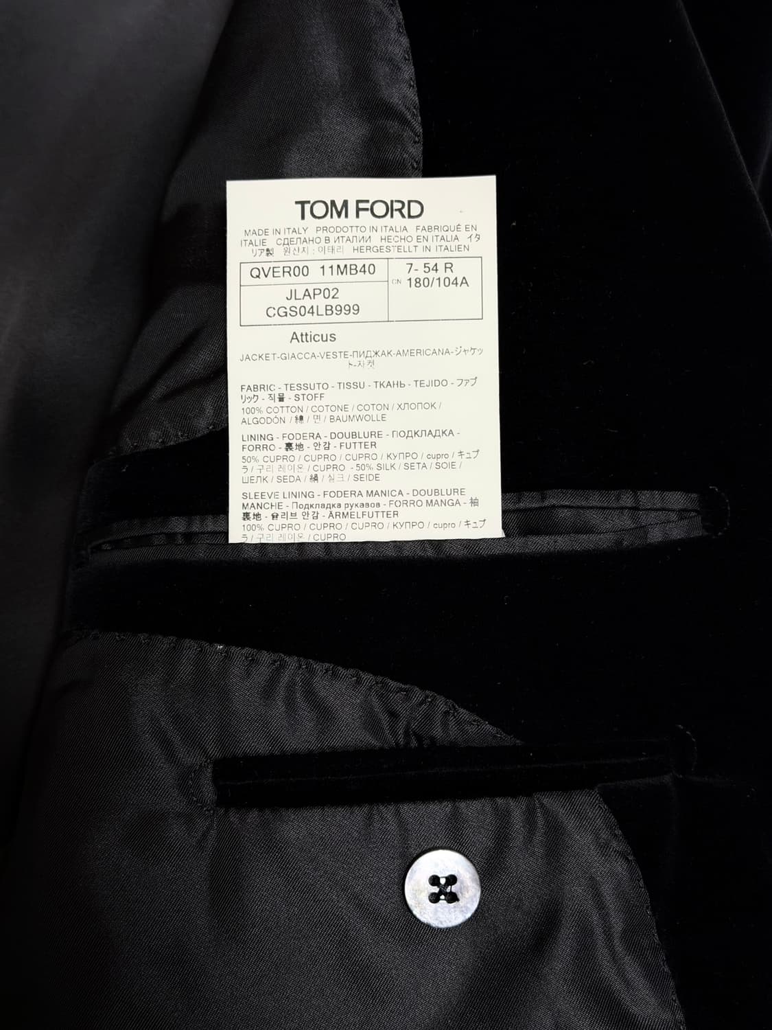 (새상품,강추👍)톰포드 아티쿠스 블랙 벨벳 블레이져 자켓 수트 상품이미지6