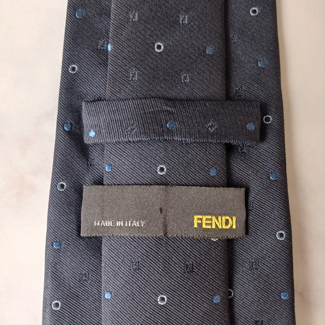 펜디 실크 네이비 주카 패턴 넥타이 9cm S~A+등급 E727 상품이미지9