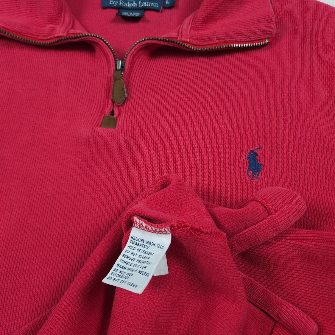 L(100)폴로 랄프로렌 빈티지 코튼반집업니트 소프트핑크 상품이미지5