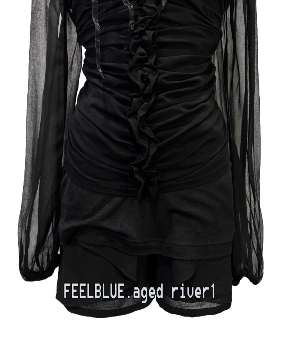 고스 고딕 펑크 블라우스 탑/슬립/쉬폰버뮤다 3pcs 코디세트 상품이미지7