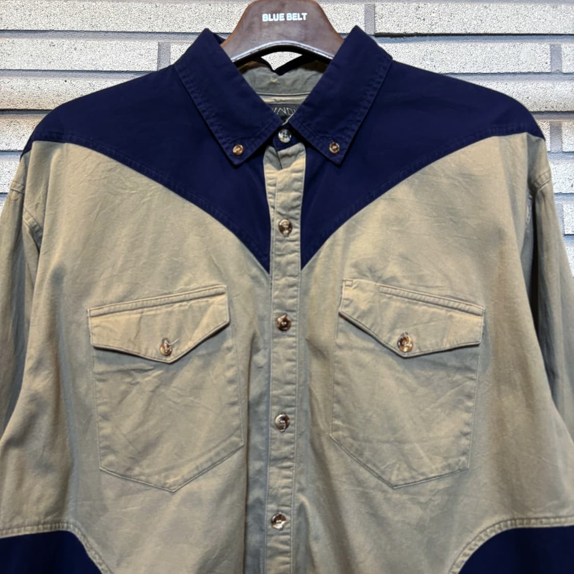 USA VINTAGE 웨스턴 코튼 워크셔츠 플랩포켓 요크컷 디테일 베이지 상품이미지4
