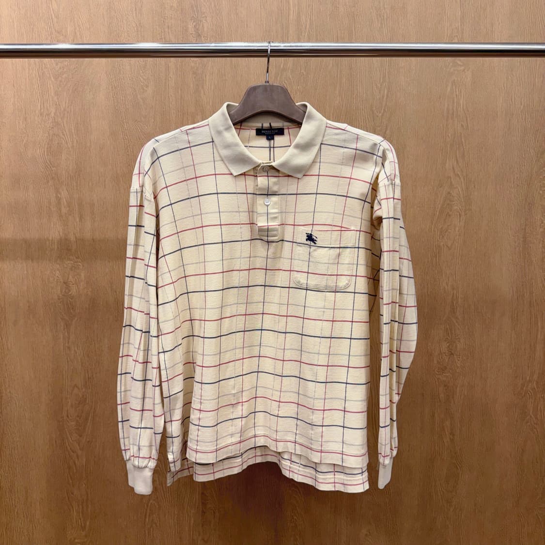 버버리 런던 체크 PK 긴팔 티셔츠 노바체크 카라티 베이지 상품이미지2