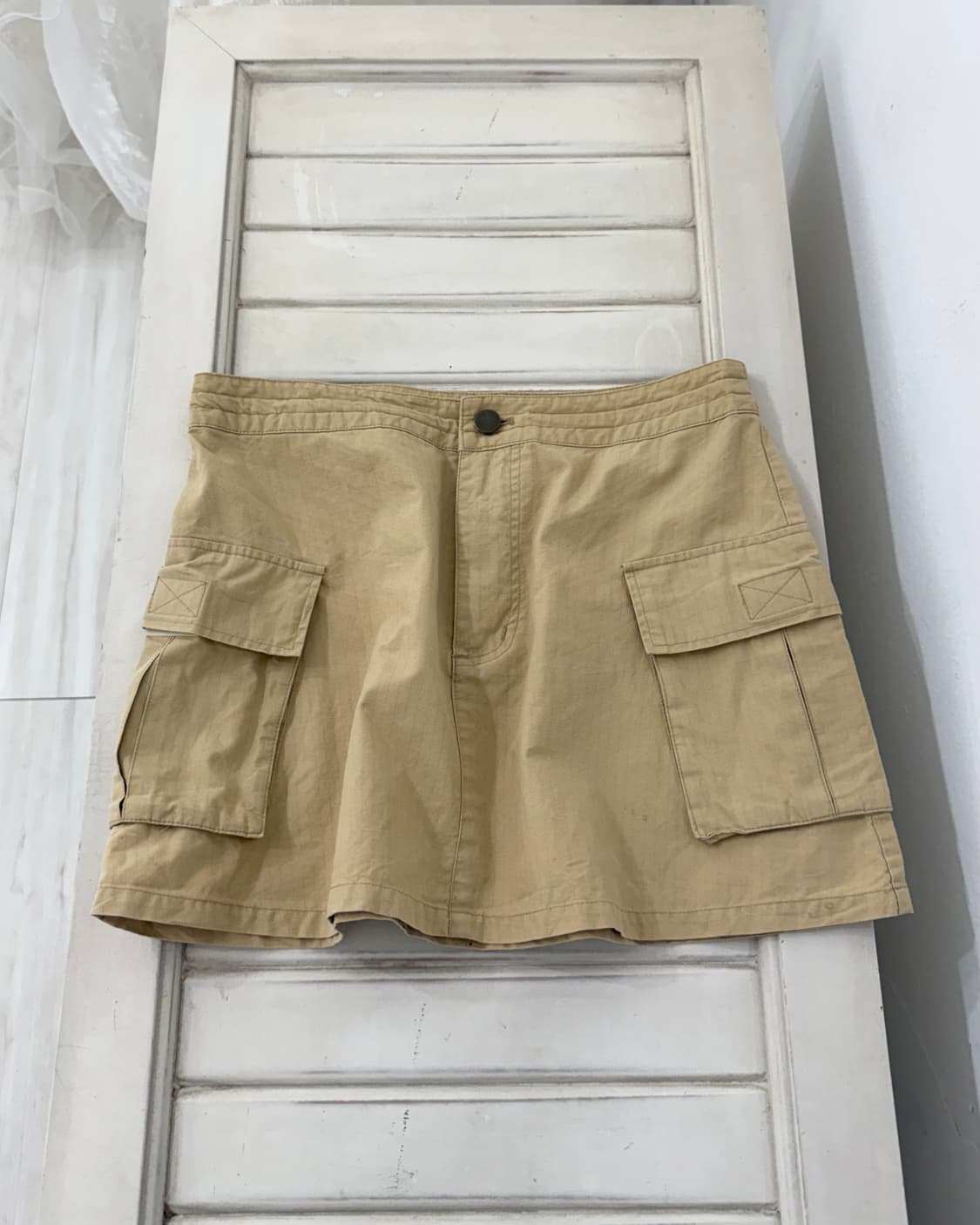 Y2k beige cargo mini skirt 상품이미지1