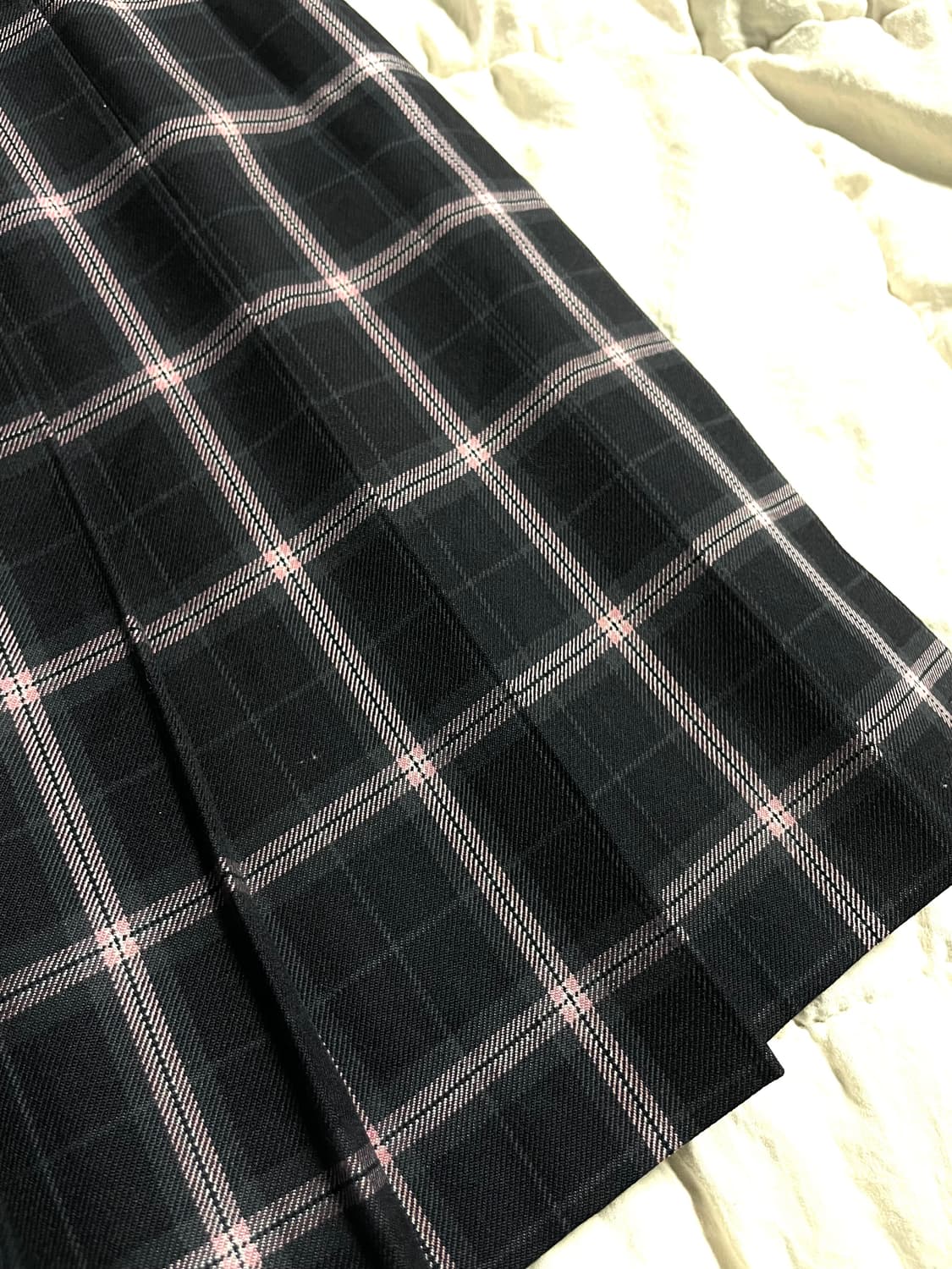 ELLE navy plaid skirt 상품이미지2