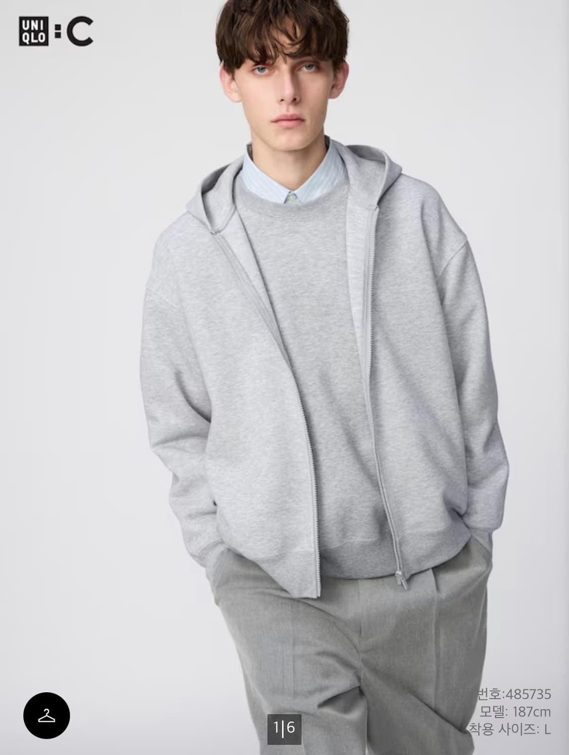 새상품) 유니클로 스웨트오버사이즈풀집파카 xl 상품이미지1