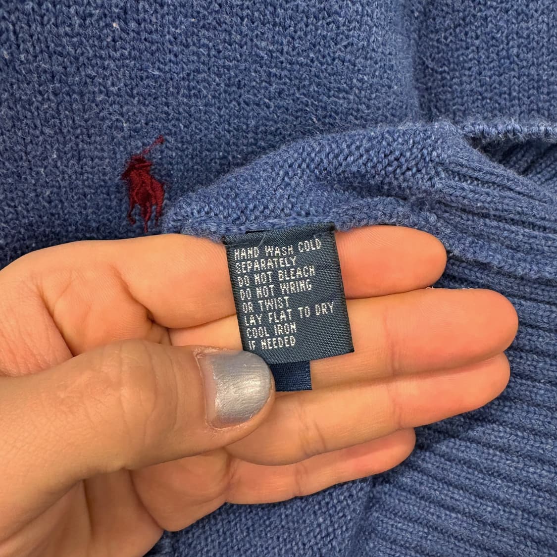 90s 폴로 랄프로렌 더블립 하프집업 코튼 니트 스웨터 블루 N638 상품이미지8