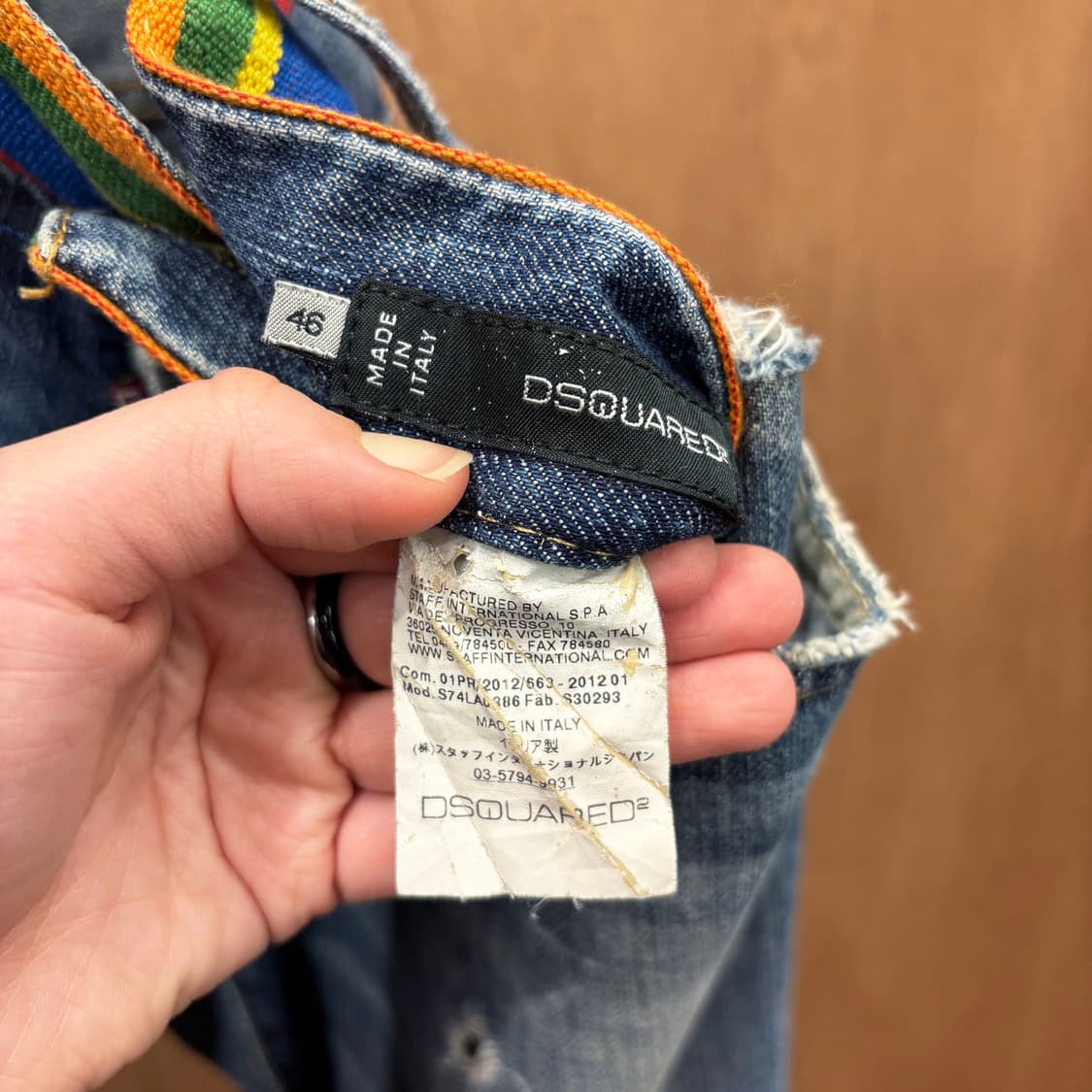 디스퀘어드 2 데님 팬츠 빈티지 디스트로이드 레인보우 밴딩 디테일 블루 상품이미지9