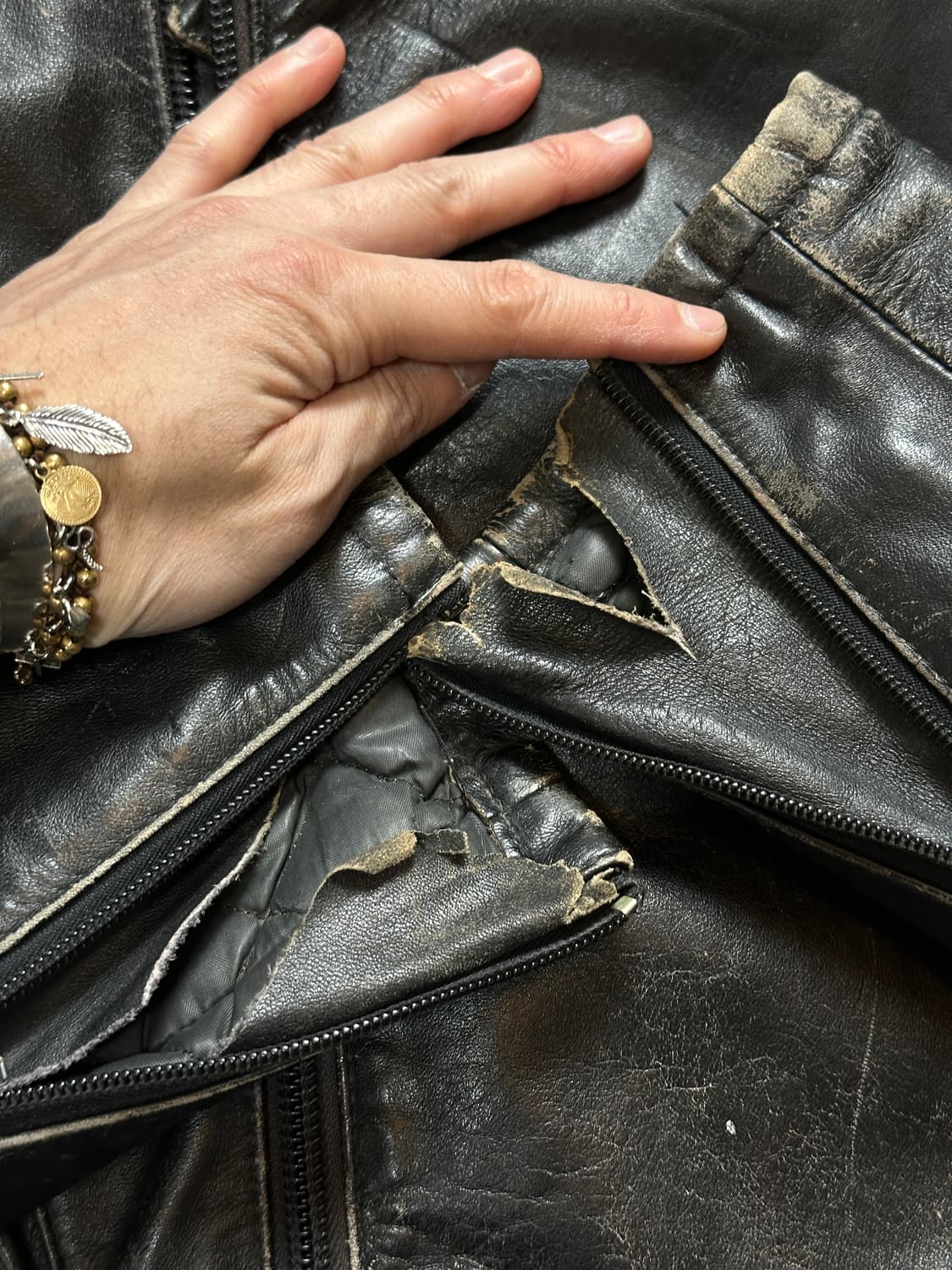 00's 빈티지 디스 레더 자켓 빈티지 레더 자켓 라이더 상품이미지8