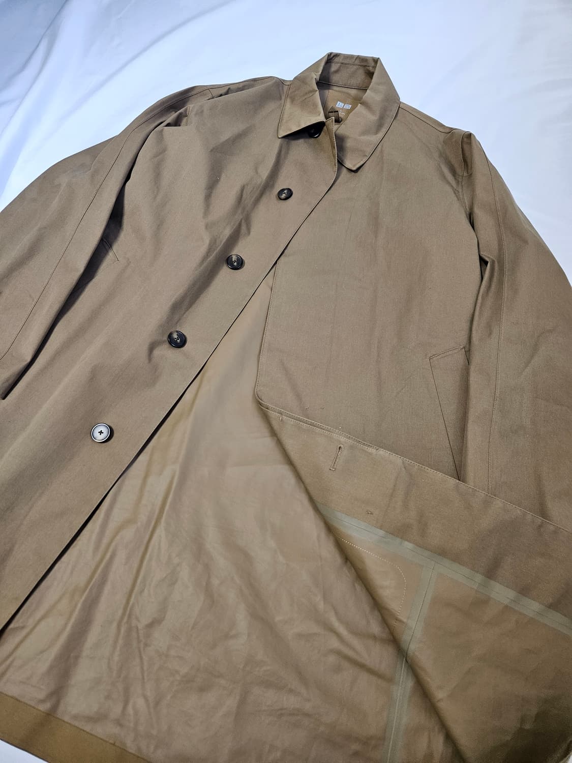 유니클로 블록테크 블럭테크 워터프루프 우븐 롱코트 베이지 자켓 L 상품이미지2