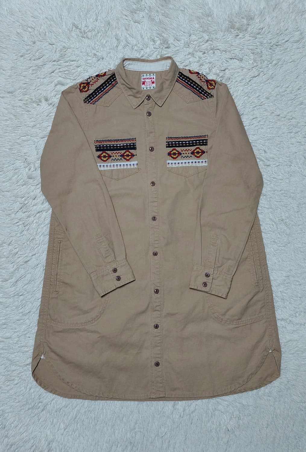 TITICACA 에스닉 자수 셔츠 원피스 상품이미지1
