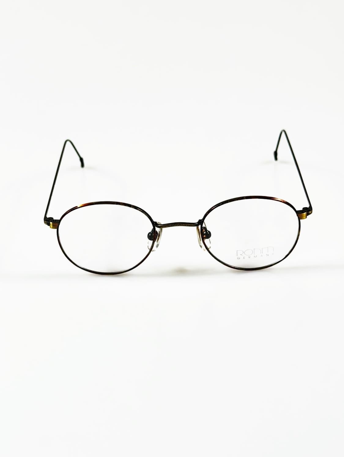 90s 독일제 ROHM 클래식 브라운 마블 슬림 라운드 빈티지 안경 상품이미지1