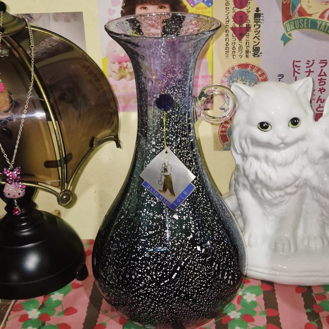 80s 카메이 아트글라스 은박 아쿠아 꽃병 상품이미지9