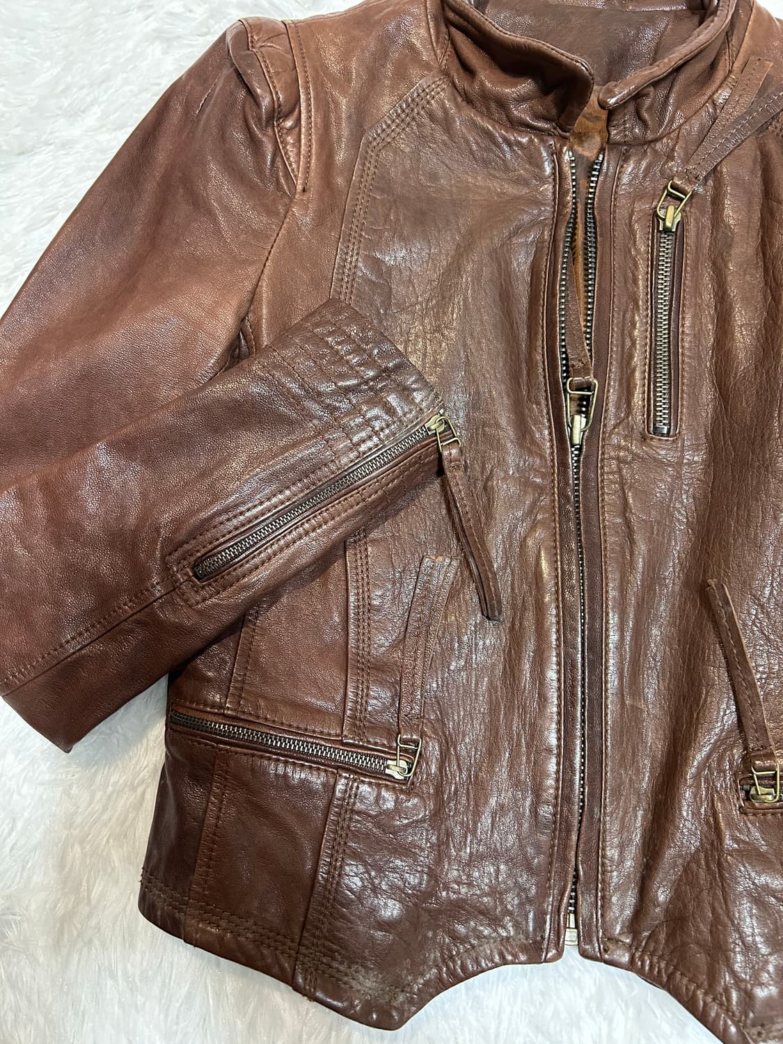 brown lambskin leather jacket 상품이미지3