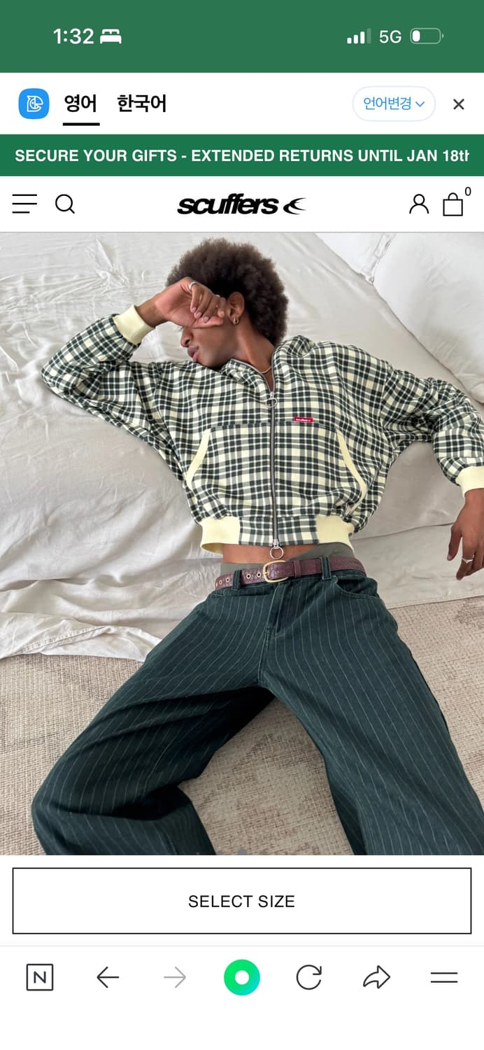 Scuffer green check 후드집업 상품이미지3