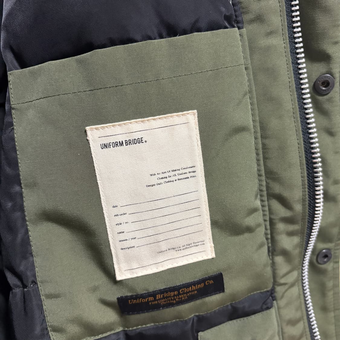 유니폼브릿지 덕다운 밀리터리 점퍼 / 카키, XL 상품이미지9