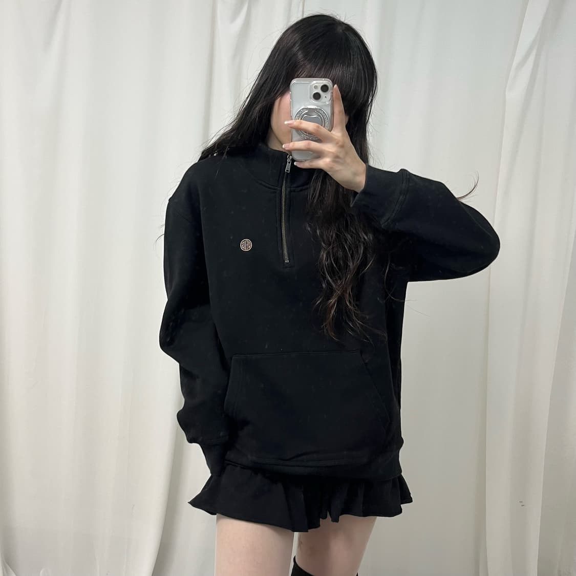 Deus black half-zip sweatshirt 상품이미지1