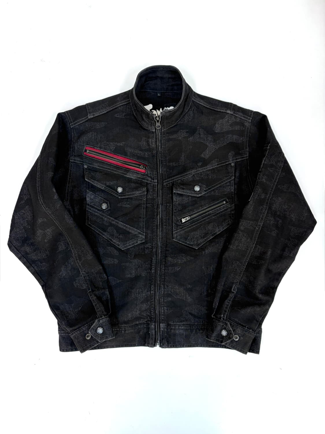 Jawin 블랙 카모 집업 워크 자켓 상품이미지1