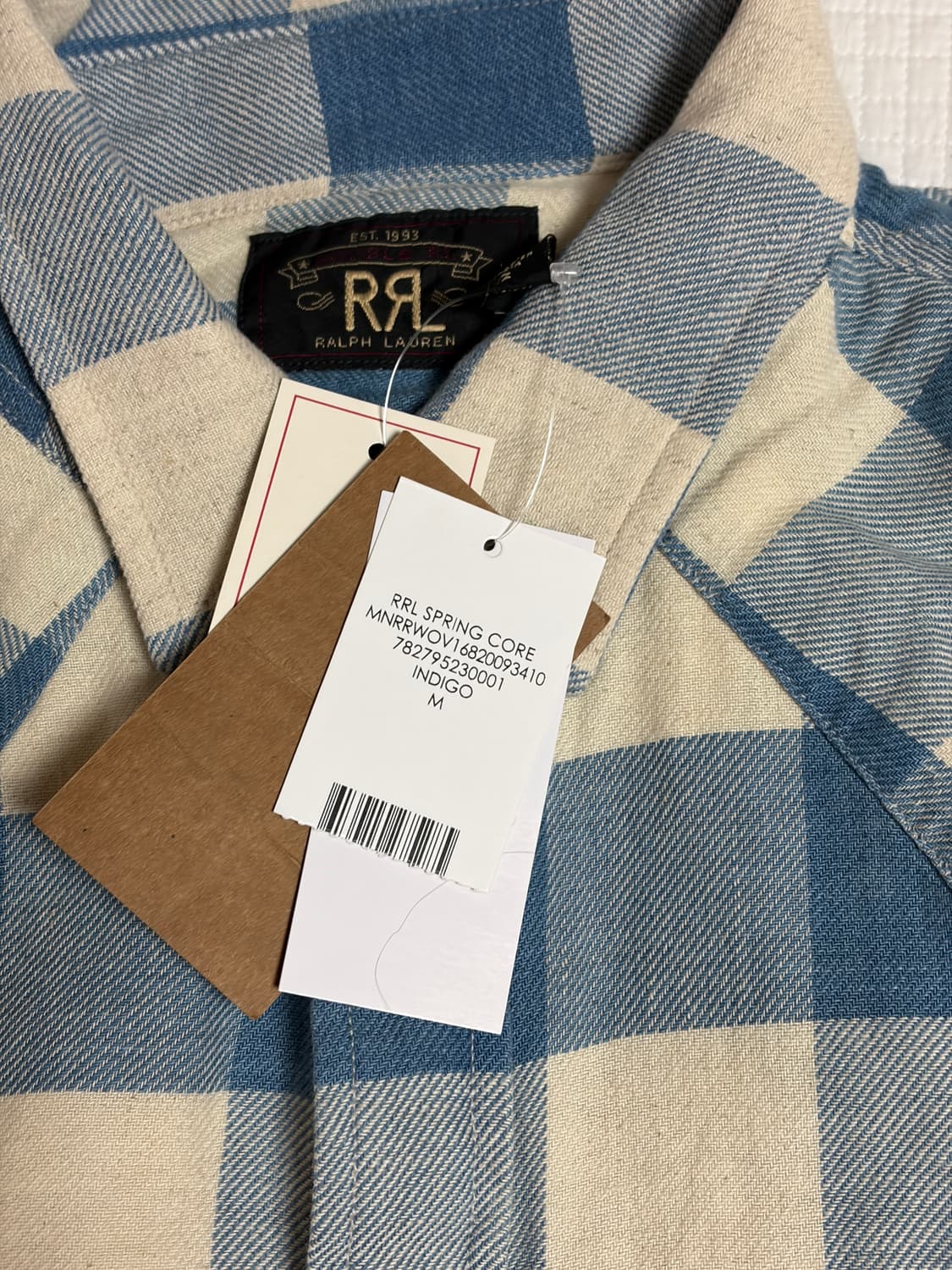 더블알엘 RRL 플래드 인디고 크림 웨스턴 셔츠 M 상품이미지3