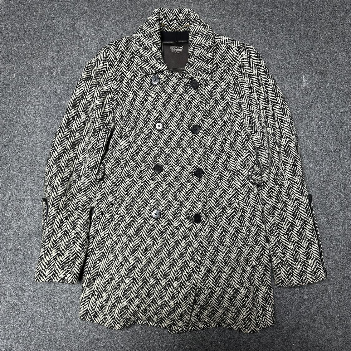 COACH 헤링본 울 더블코트 S (실크 안감)  상품이미지1