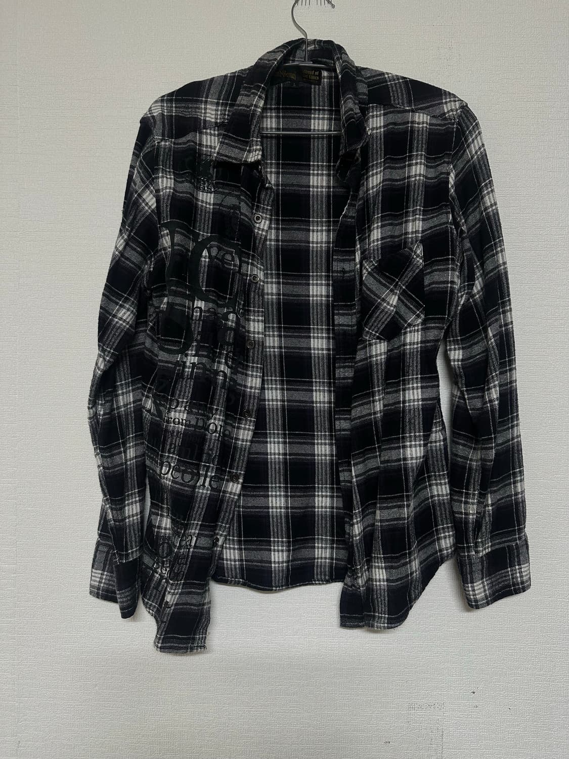 Mindgamef 펑크 레터링 플란넬 체크셔츠 상품이미지1