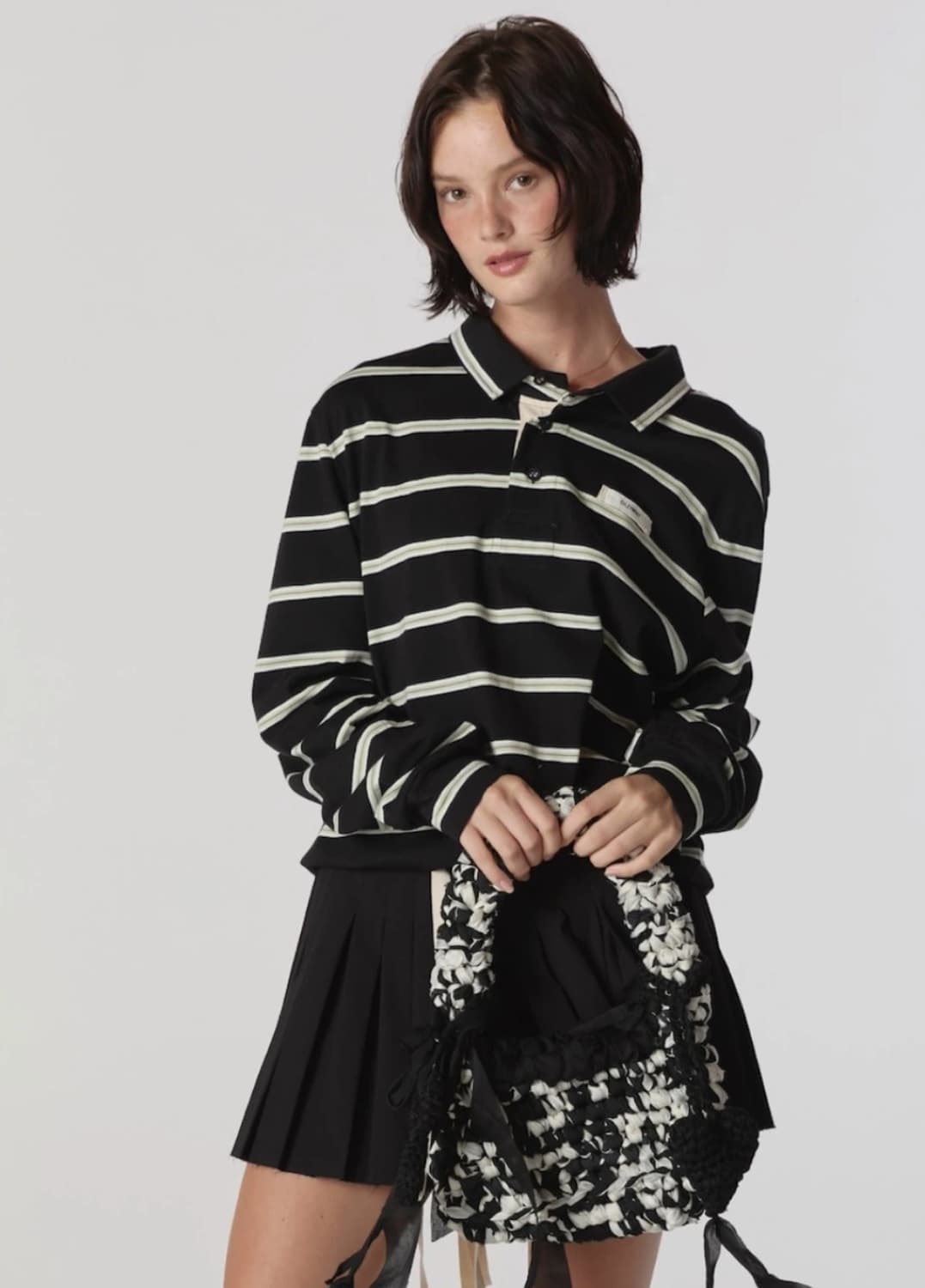 글로니 TERRY PK LONG SLEEVE (BLACK)  상품이미지1