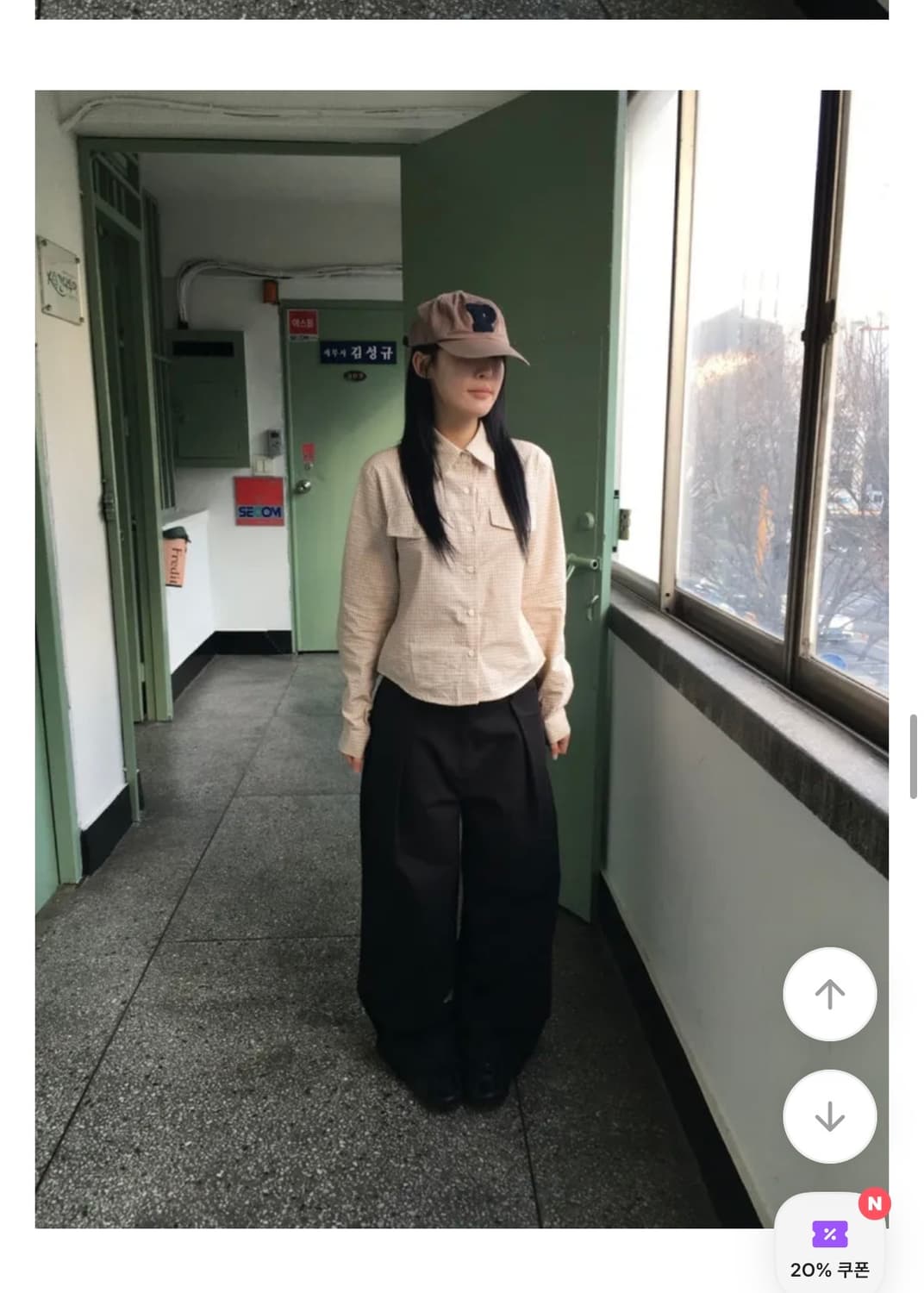 샵시오트 포디 크롭 포켓 체크 셔츠 상품이미지2