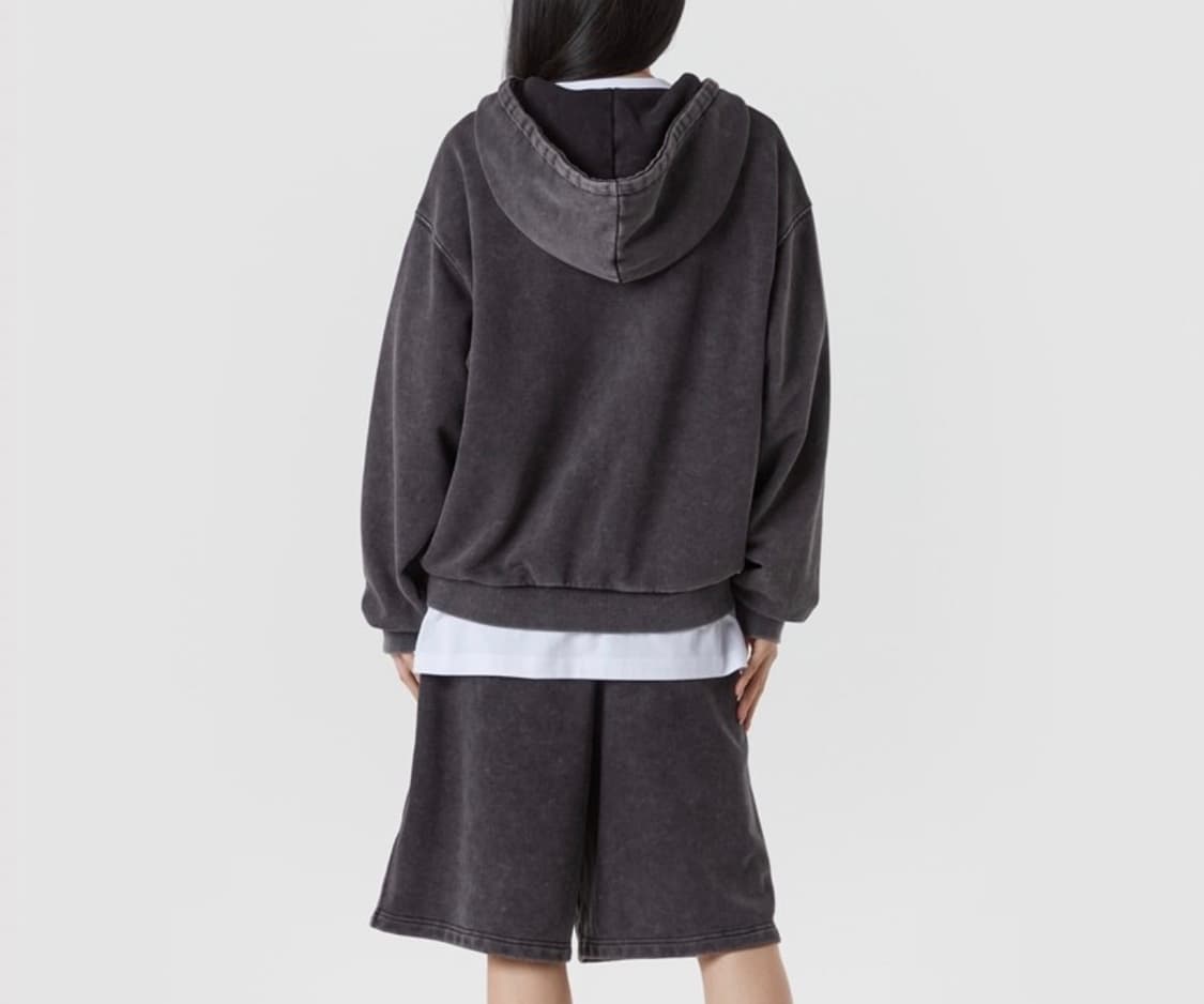 엄브로 워시드 니트 후디 집업 차콜 상품이미지2