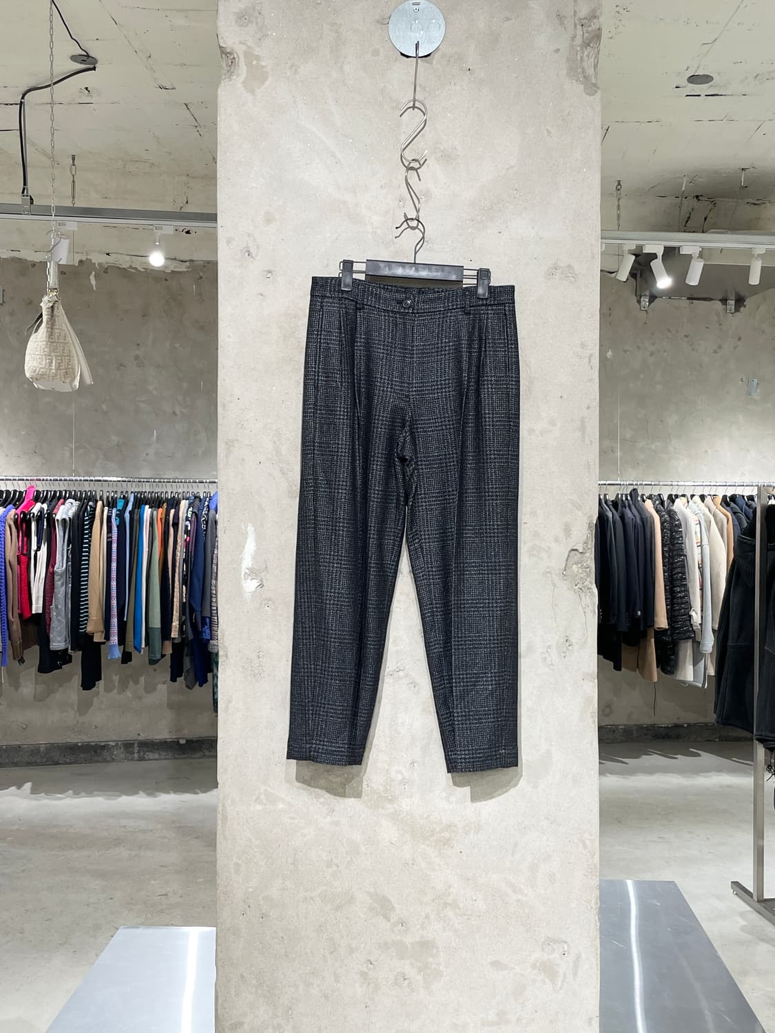 마우로 그리포니 차콜 투 턱 체크 울 트라우저 상품이미지1