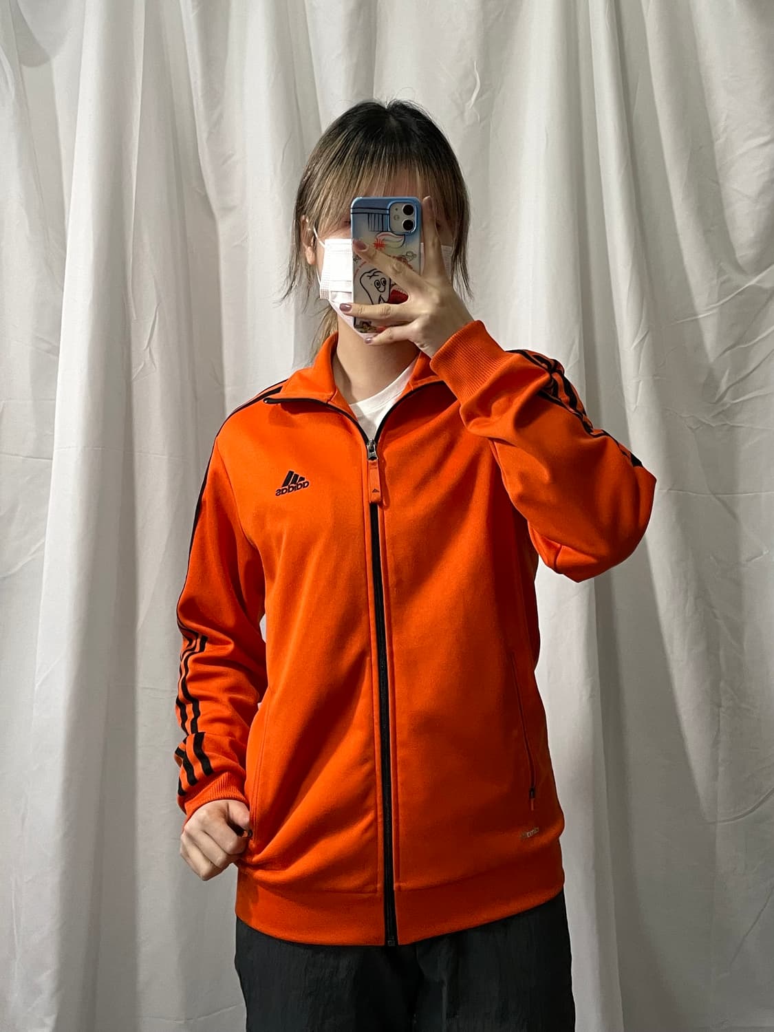 아디다스 주황색 삼선 져지 M 상품이미지2