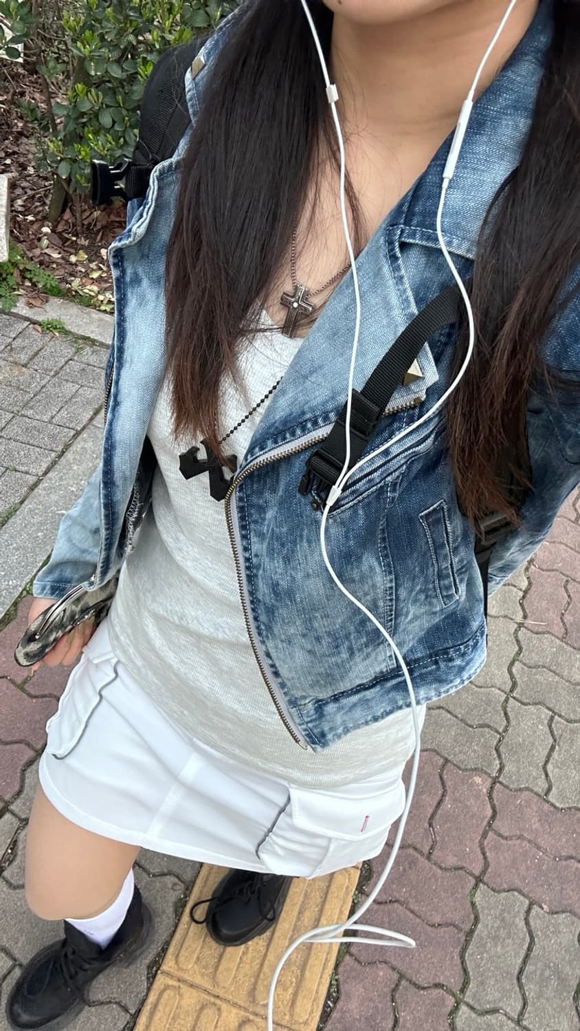 빈티지 크롭 나염 스터드 와투케 펑크 데님 자켓 상품이미지1