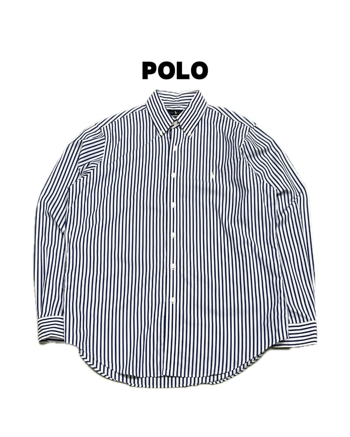 (M) 랄프로렌 스트라이프 스트레치 셔츠 화이트/네이비 상품이미지1
