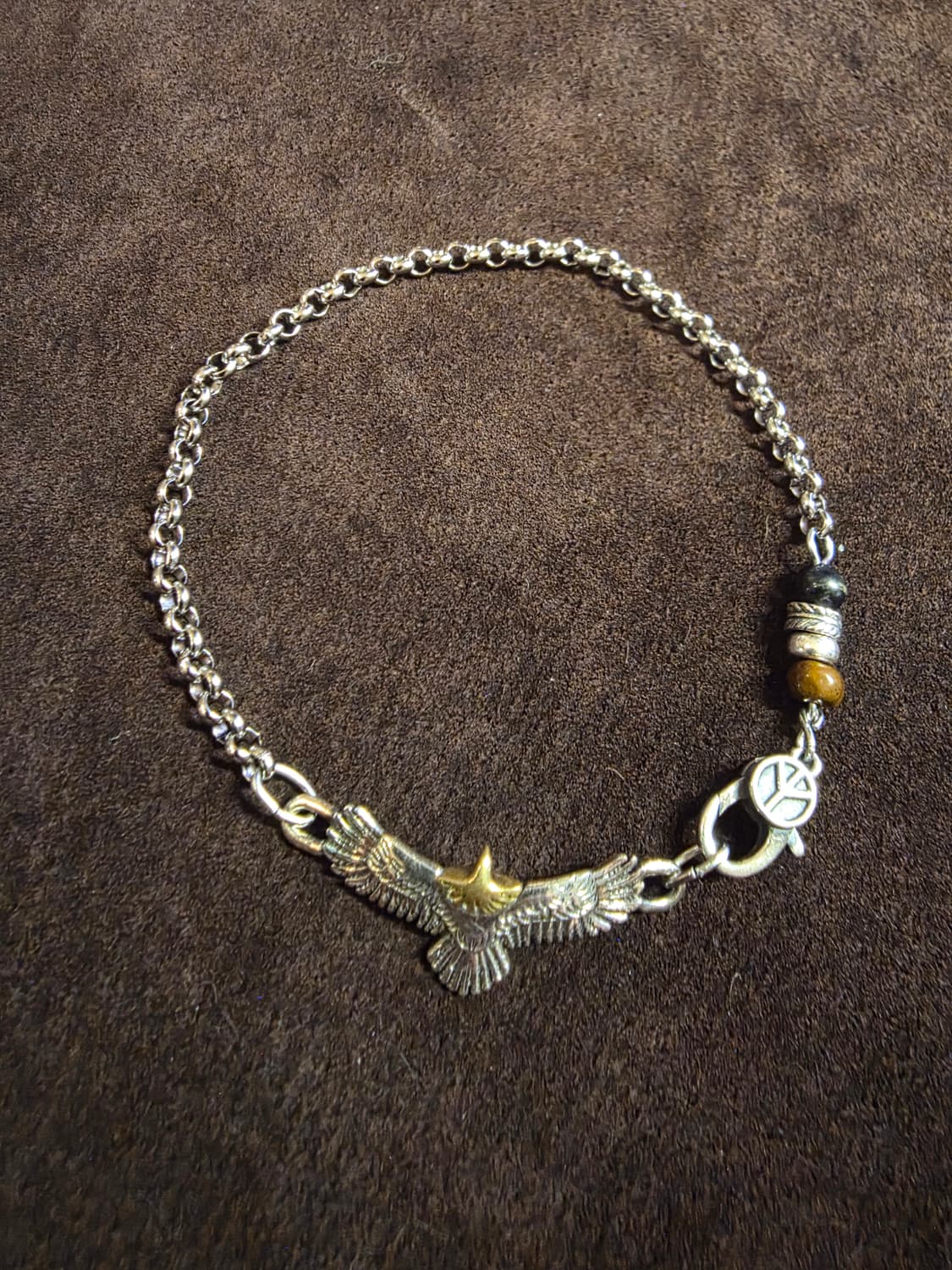 Eagle free – 블루/브라운호안석 & 실버925 포인트 체인팔찌 상품이미지2