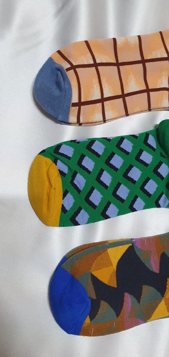 누드베이지 그린 블루  체크 추상파 Bonne Maison 본메종 양말 상품이미지6