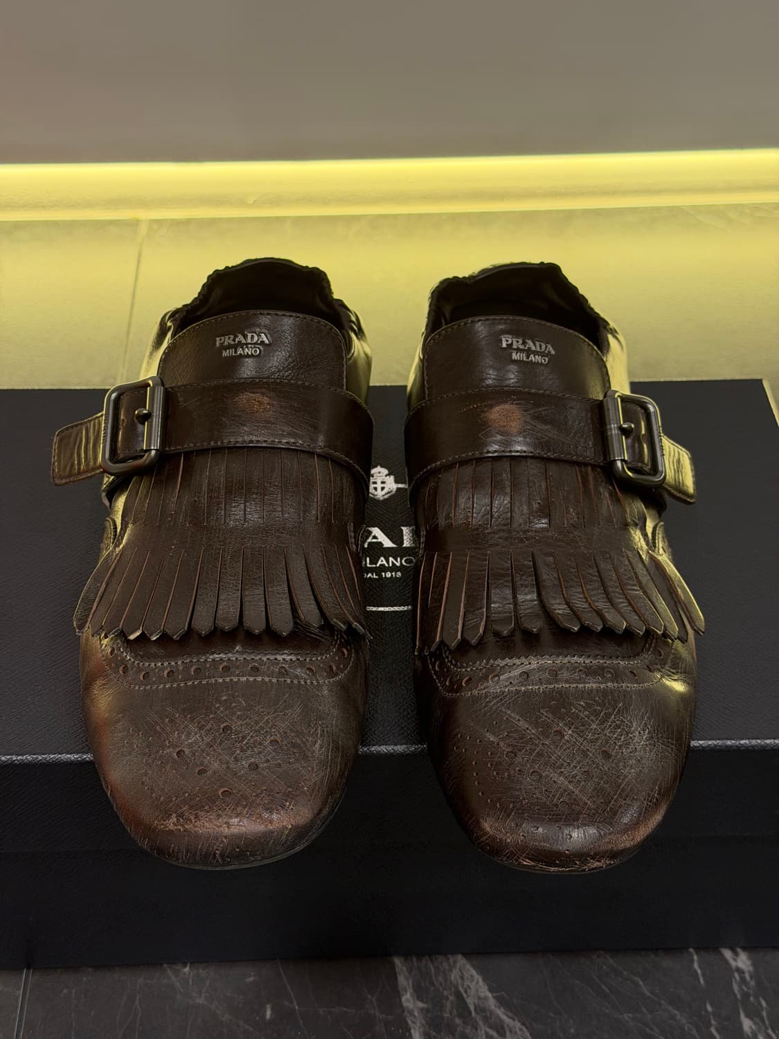 프라다 PRADA 셔플 프린지 몽크 스트랩 슈즈 상품이미지2