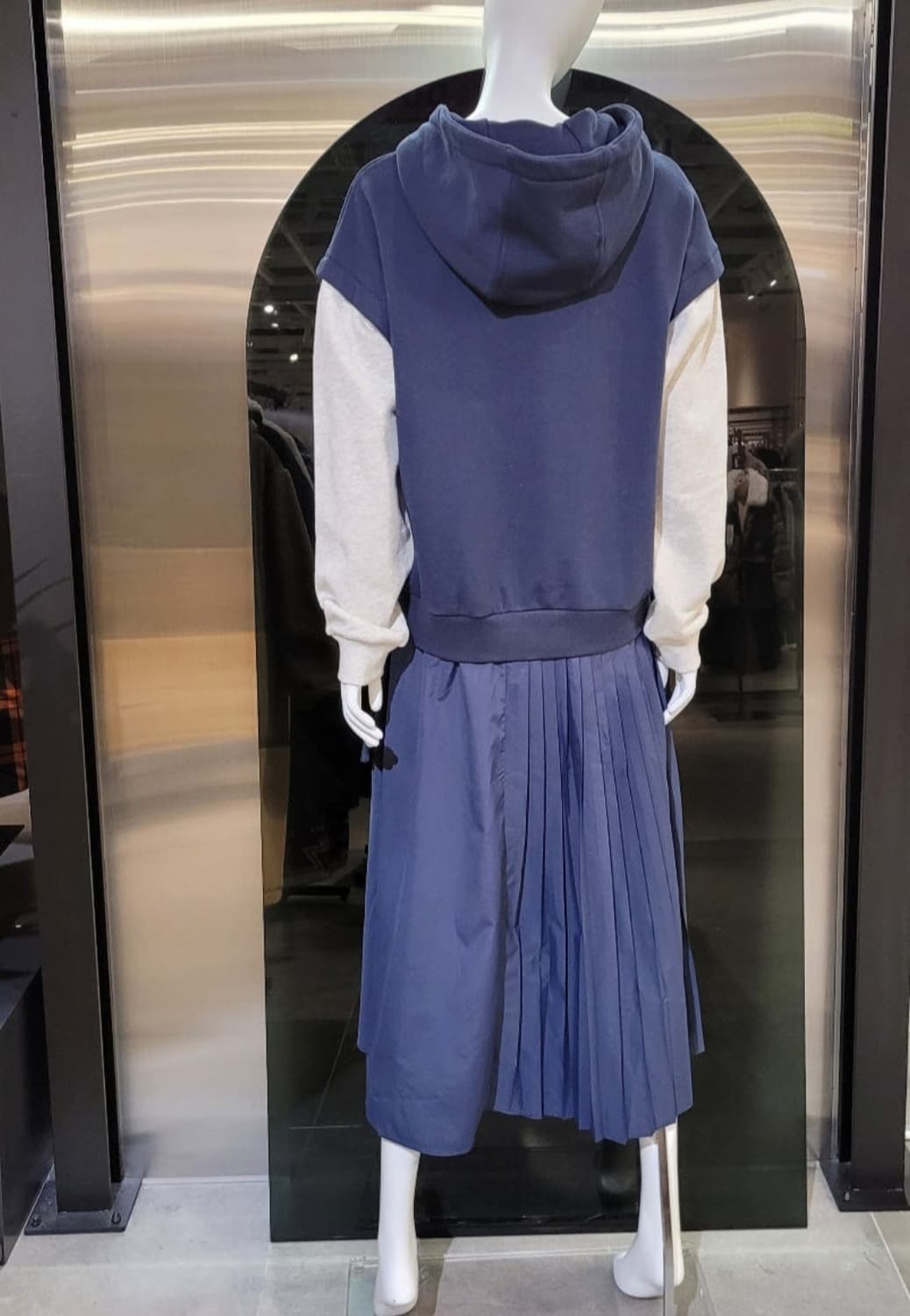 쥬시쥬디 레이어드 후드 져지 플리츠 원피스 66사이즈 상품이미지3