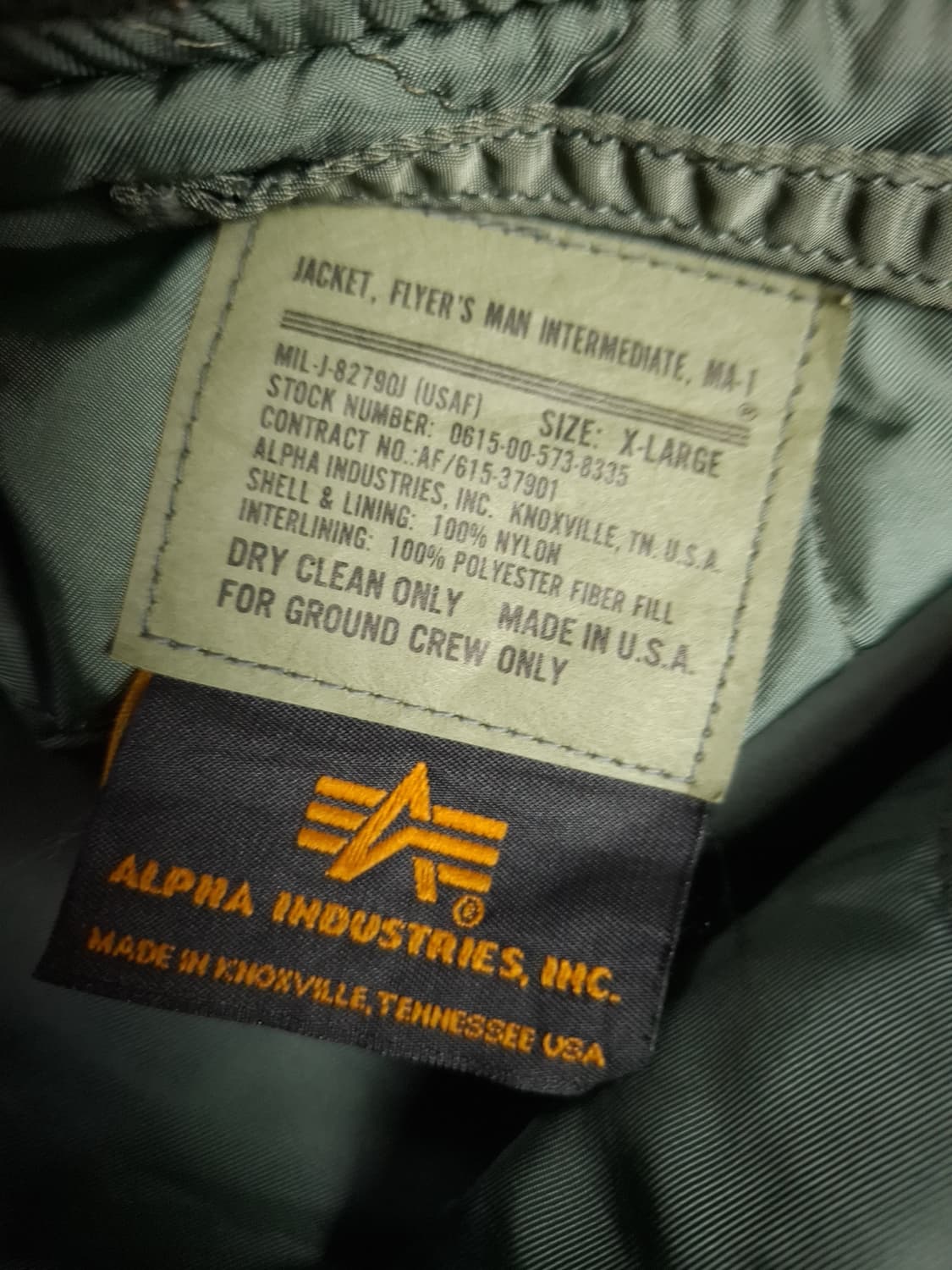 오리지날 미국제조 알파사 미공군 민수용 MA-1 항공자켓 상품이미지2