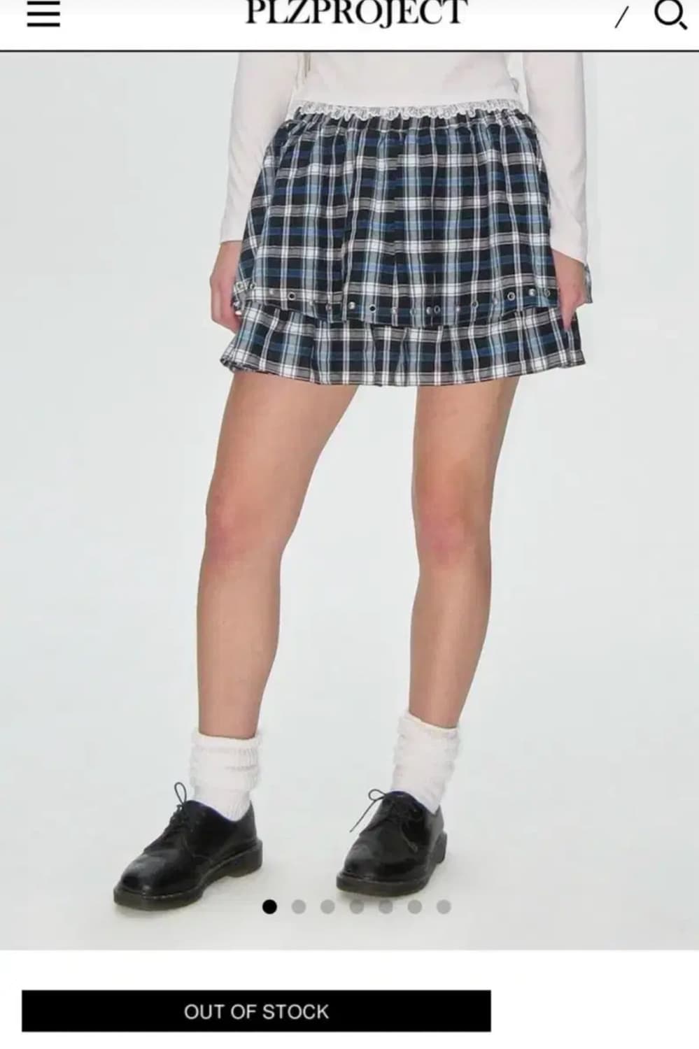 PLZPROJECT 플리즈프로젝트 스터드 프릴 스커트 체크 상품이미지1